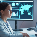 **

A futuristic, empathetic AI customer service agent (holographic) assisting a stressed customer. The agent's display shows emotional data visualizations. Soft, calming color palette. Focus on the human-computer interaction, emphasizing understanding and support.

**