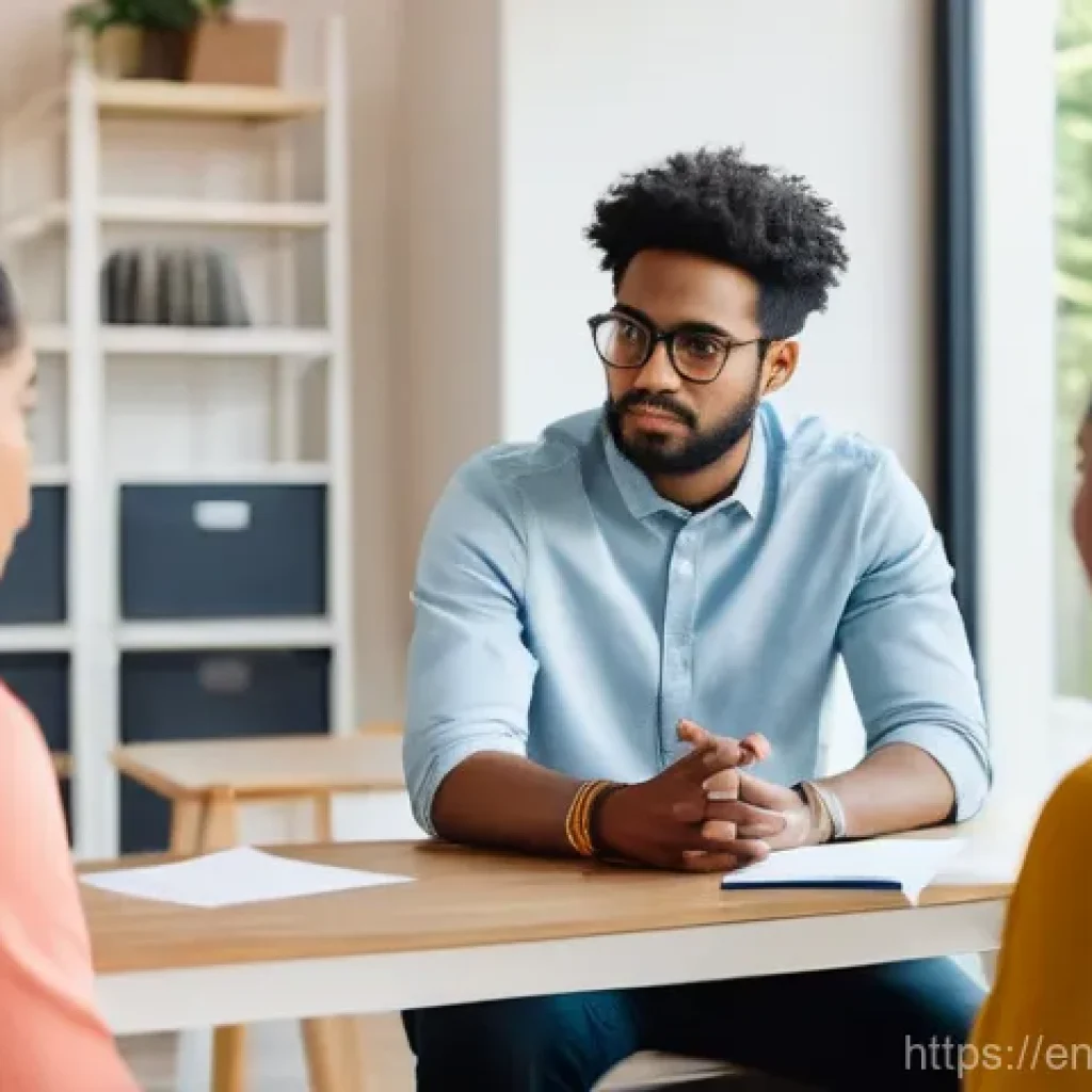 감정 인식 훈련의 효과와 사례 분석 - **Prompt:** A diverse group of young adults, fully clothed in smart casual attire, are gathered in a...