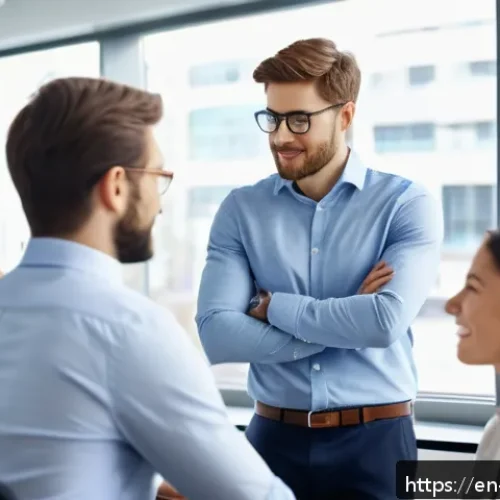 Home 17 상대방의 감정을 존중하며 대화하는 방법 - A warm, naturalistic scene showing a diverse group of coworkers in a modern office environment, enga...